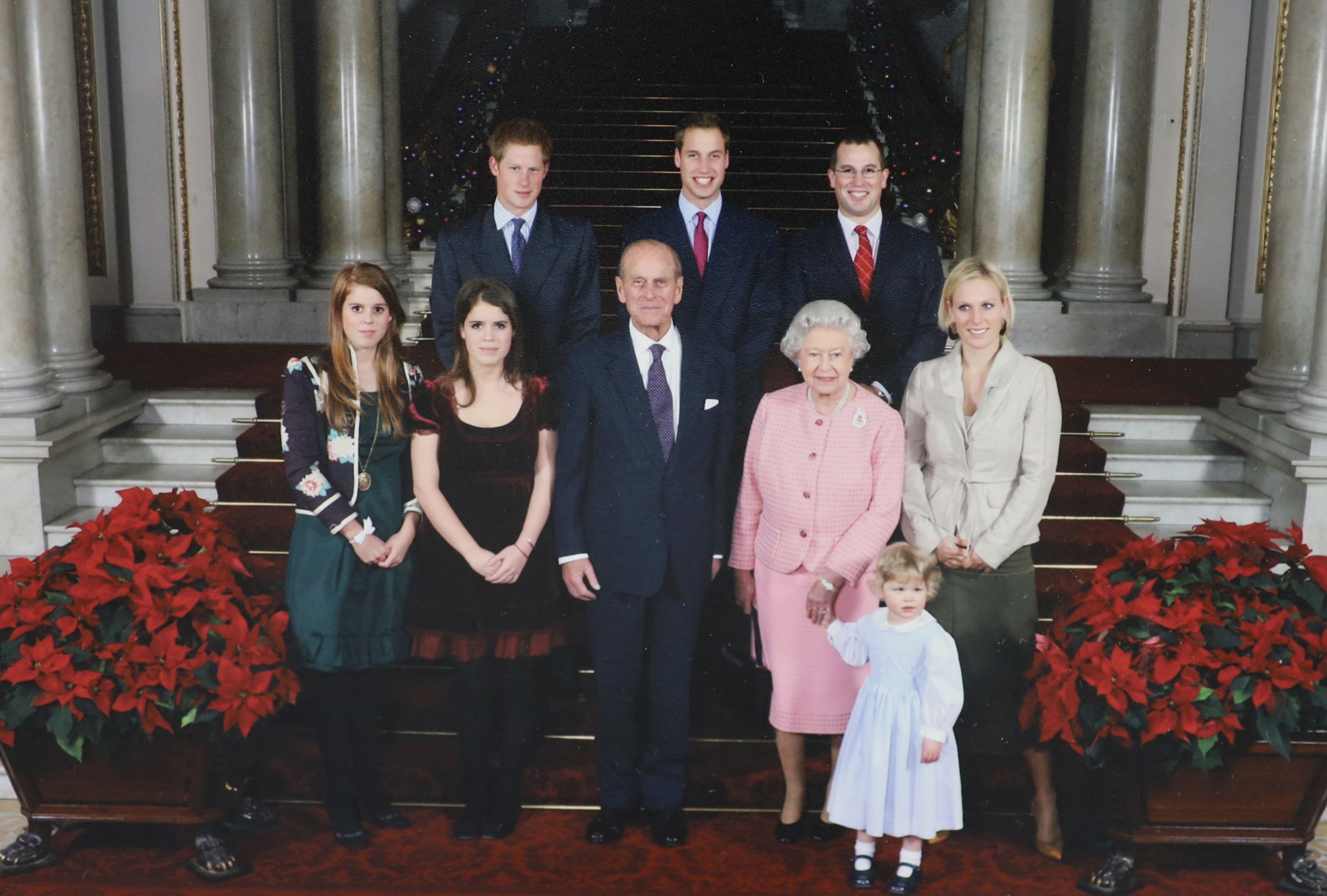Elizabeth II, Queen of England, Philip, Prince, Duke of Edinburgh - a collection of 9 colour photographs, sent as Christmas cards, for the years 2003, 2005-06, 2008 and 2014, portraying and signed by the Queen and the Du